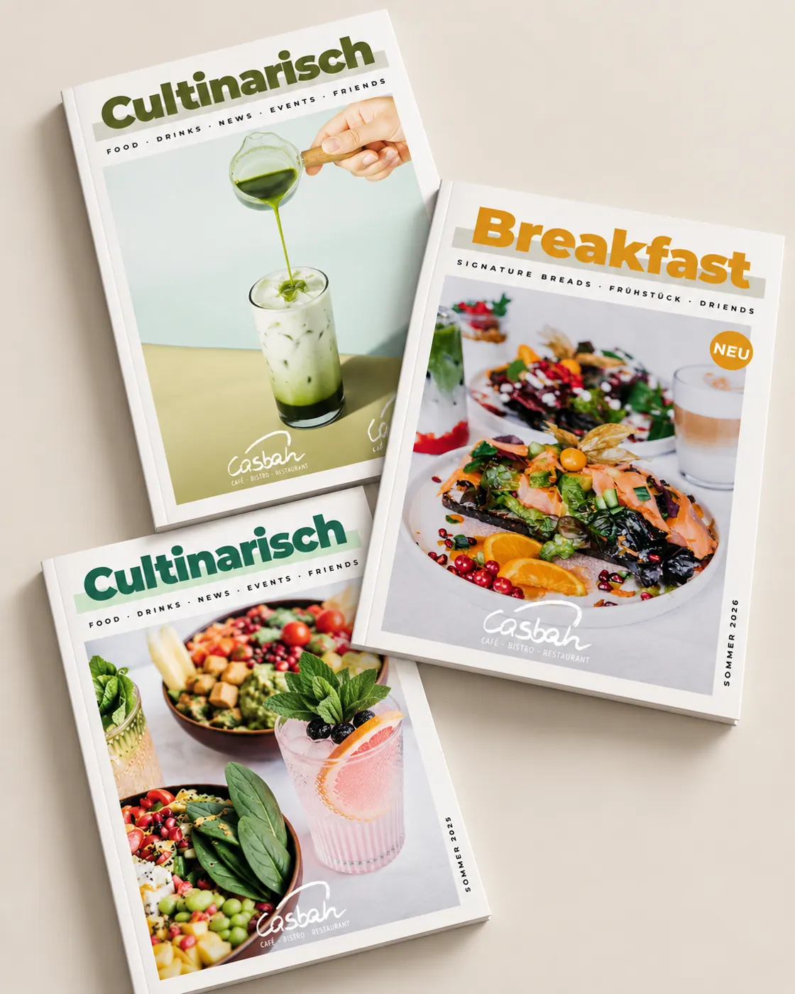Casbah Siegburg Speisekarten Culinarisch und Breakfast im Magazin-Look