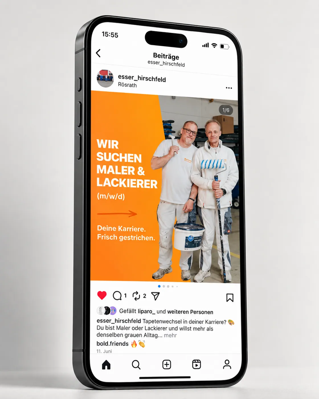 Instagram-Post von Eßer + Hirschfeld: Wir suchen Maler und Lackierer