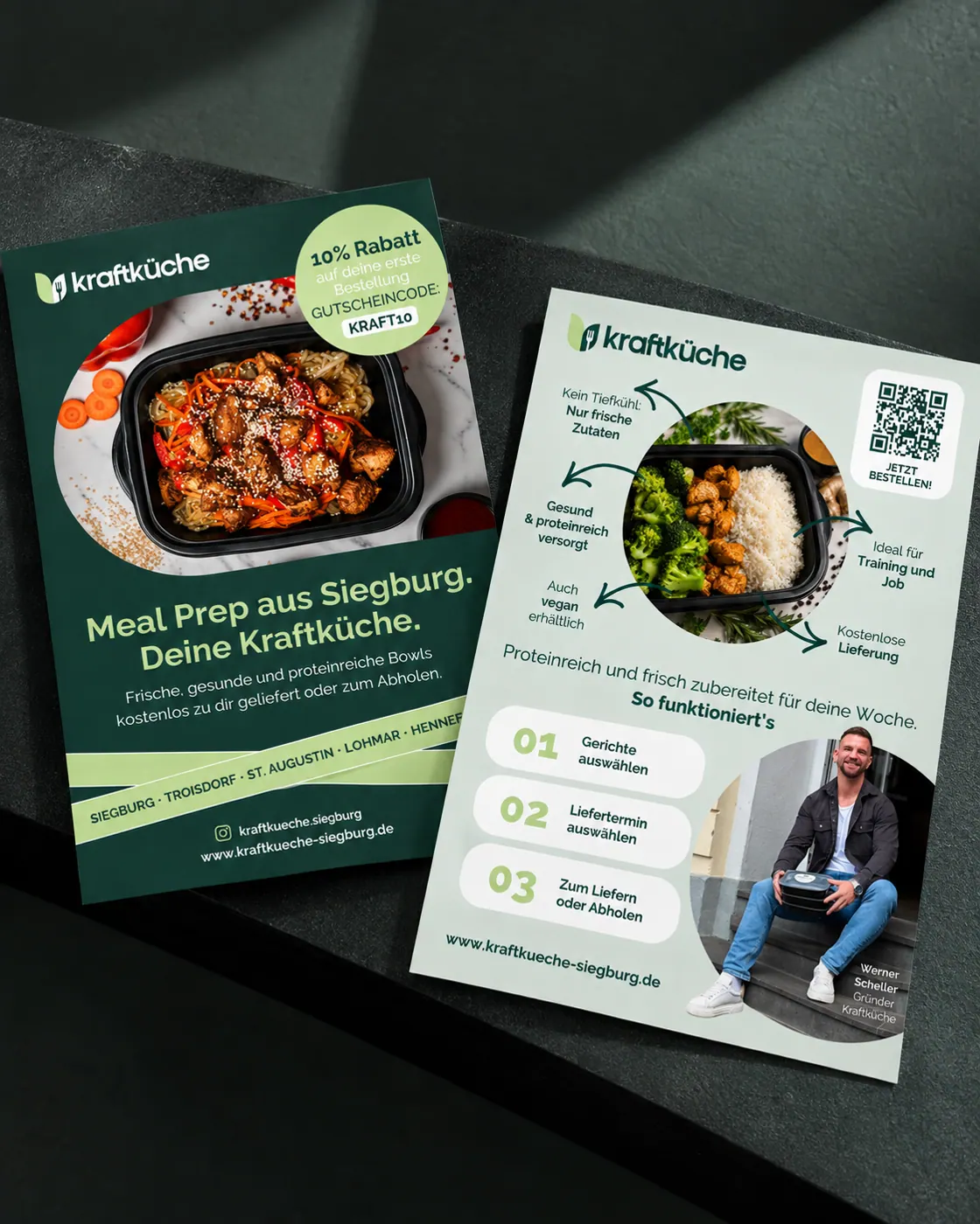 Kraftküche Flyer für Meal Prep aus Siegburg