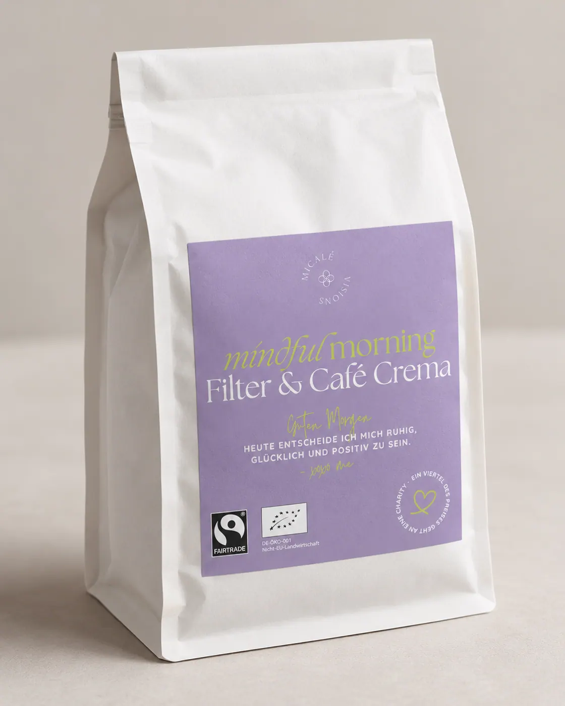 Micale Kaffeeverpackung mit Lavendel-Etikett