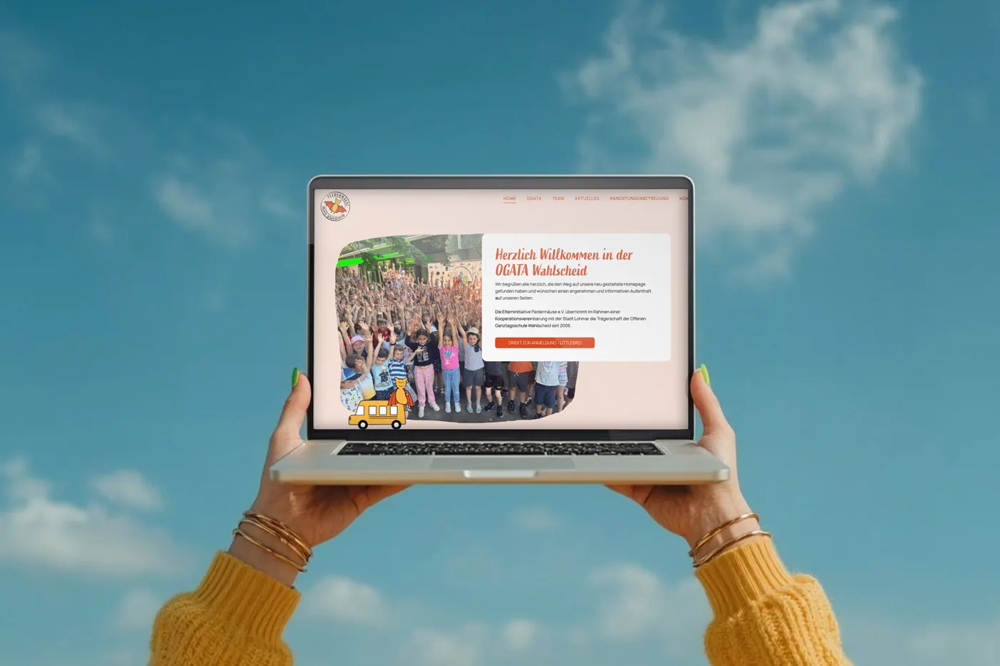 Website der OGATA Wahlscheid auf einem Laptop