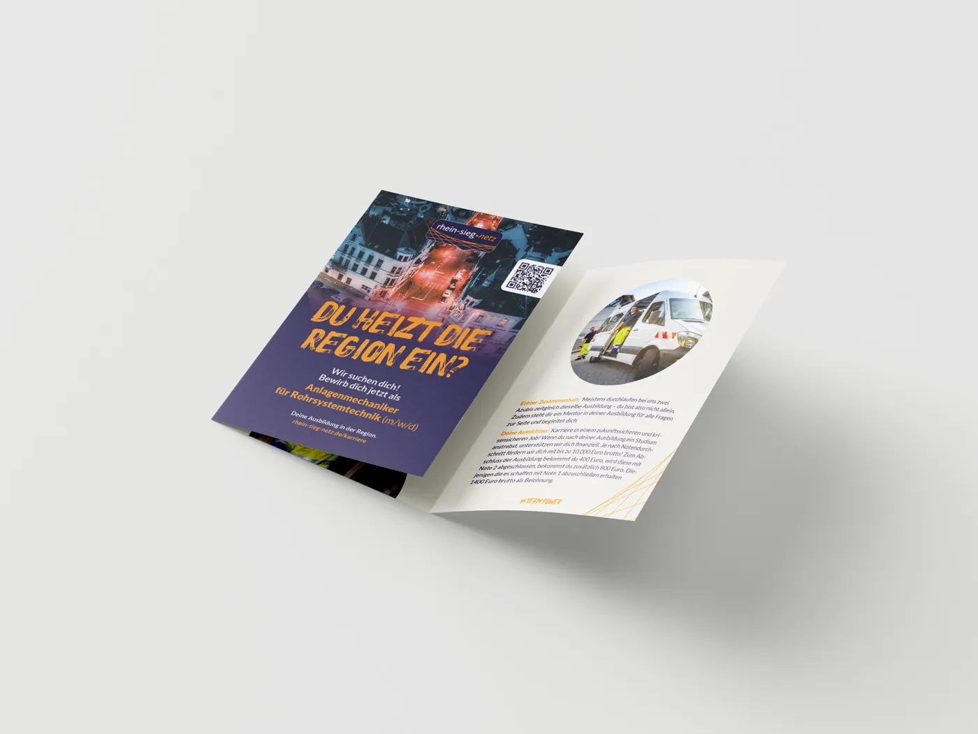 RheinSiegNetz Flyer in Navy und Orange