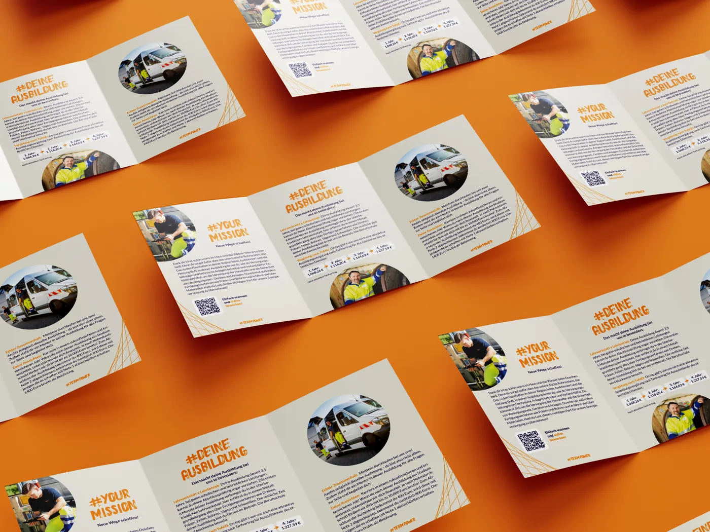 RheinSiegNetz Flyer auf orangefarbenem Hintergrund