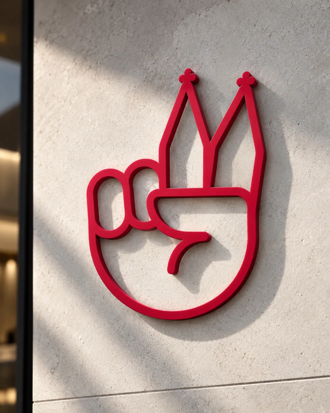 Stadthalle Köln Logo als rotes 3D-Schild an der Wand