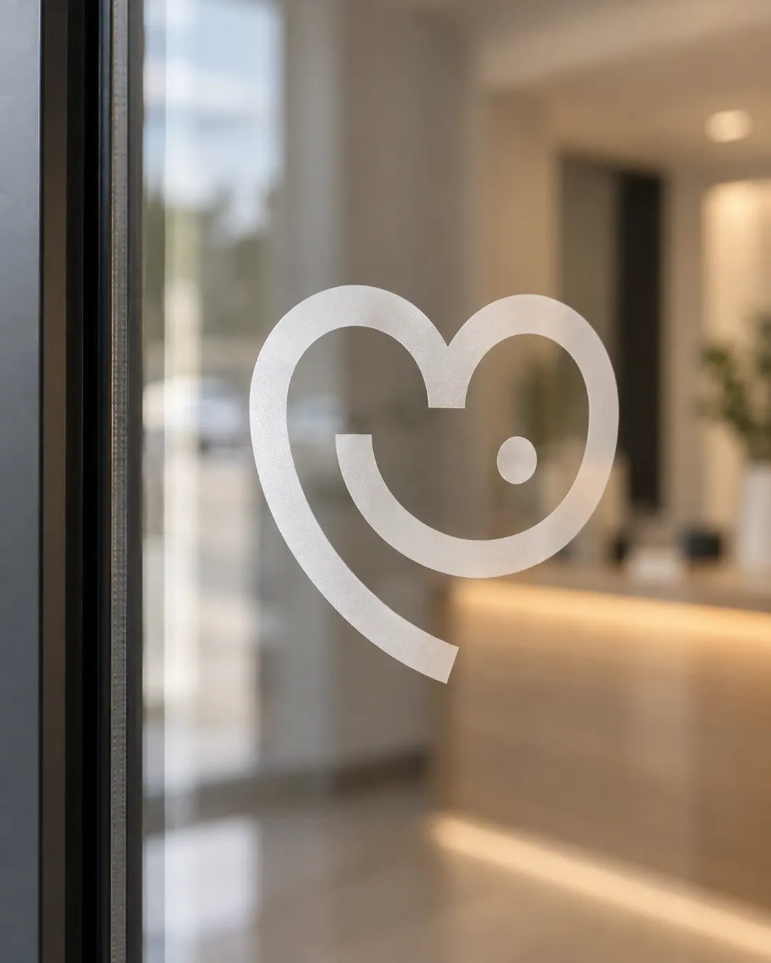 Zahnfreunde Logo als Glasdekor an der Praxistür