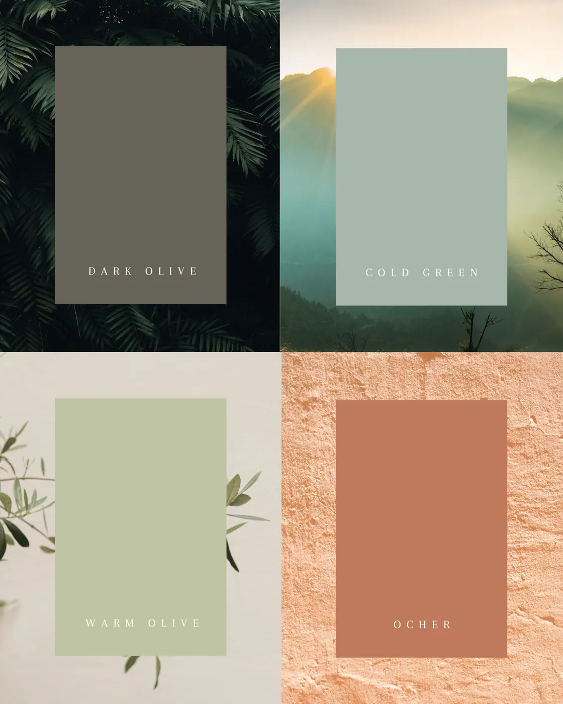 Farbpalette von Zahnzauber in Olive, Grün und Ocker
