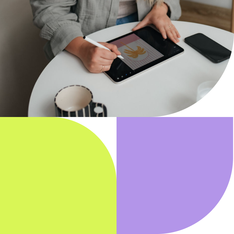 Grafisches Bild von einer Person die am Tablet zeichnet.